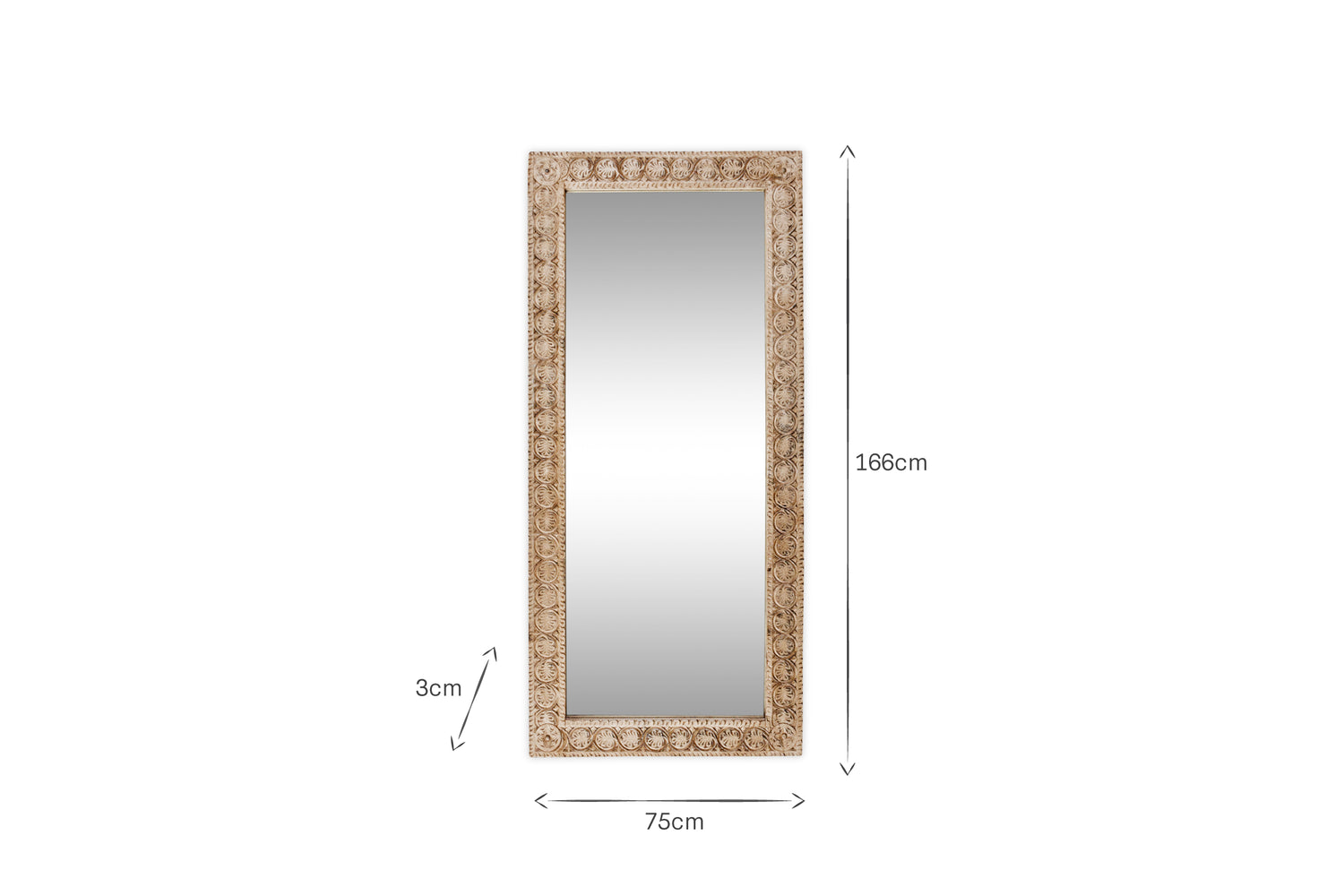 Tannir Carved Mango Wood Mirror - Natural