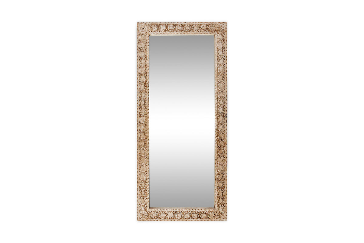 Tannir Carved Mango Wood Mirror - Natural-Trade nkuku