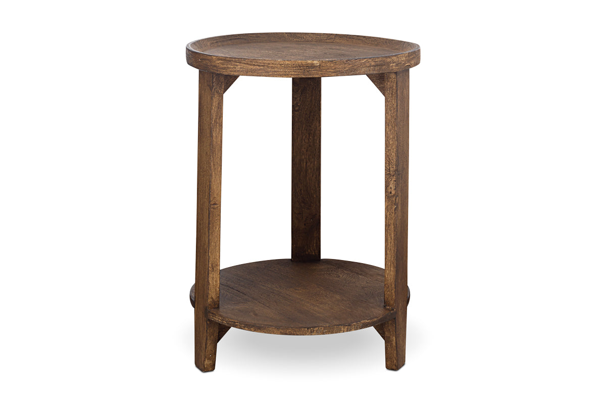 Triveni Mango Wood Side Table - Walnut Stain-Trade nkuku