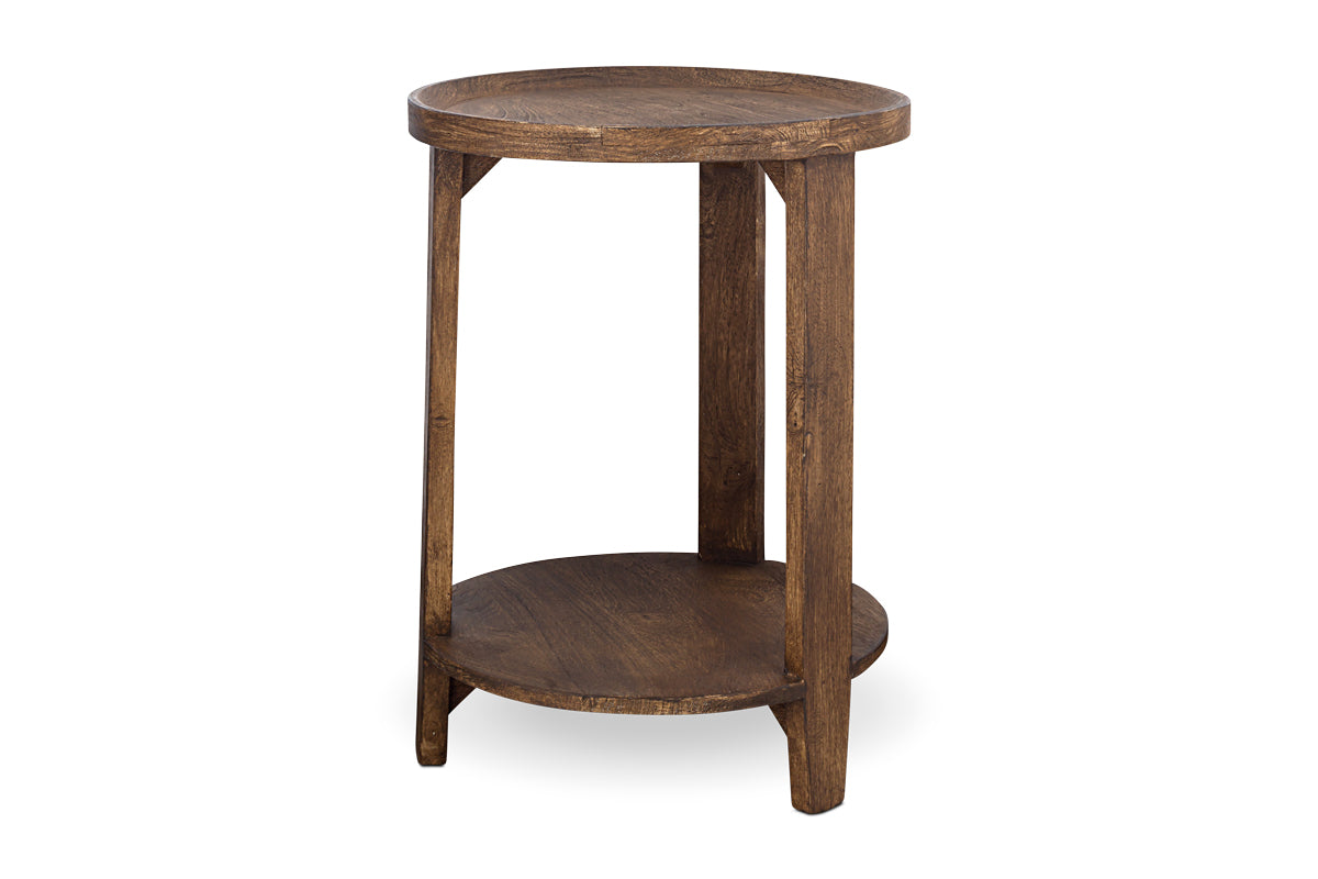 Triveni Mango Wood Side Table - Walnut Stain-Trade nkuku