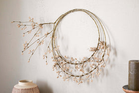 Tanu Layered Mango Wood Beaded Wreath - Brass & Natural