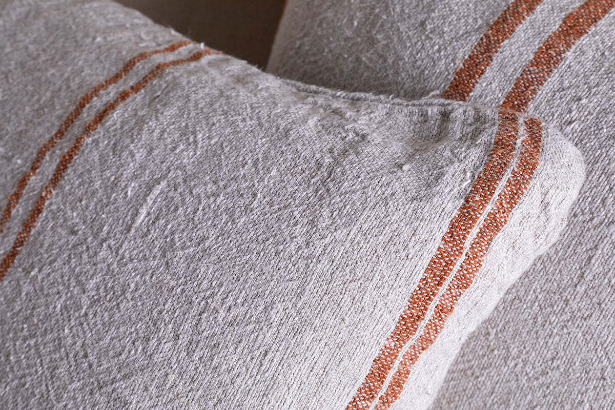 Tajana Linen Stripe Cushion Cover - Rust