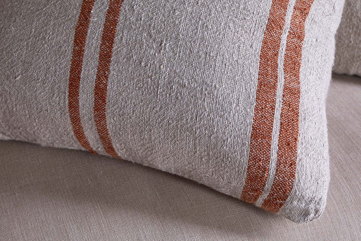 Tajana Linen Stripe Cushion Cover - Rust