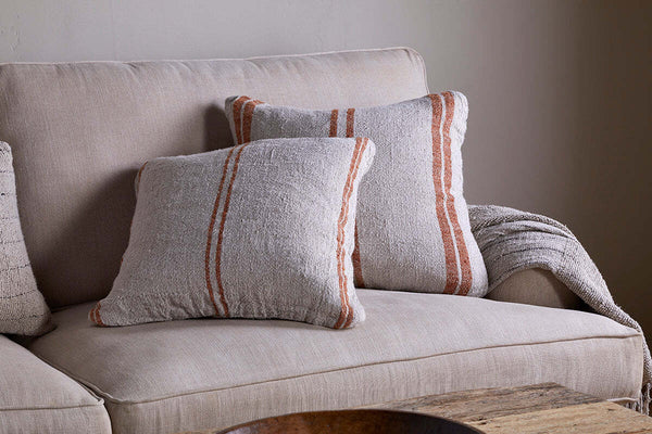 Tajana Linen Stripe Cushion Cover - Rust
