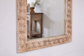 Tannir Carved Mango Wood Mirror - Natural
