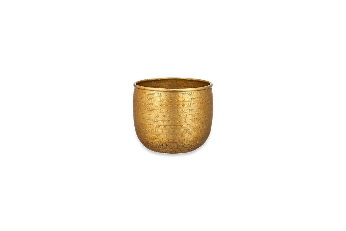 Tembesi Etched Planter - Antique Brass