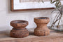 Thoko Reclaimed Round Candlestick - Dark Stain