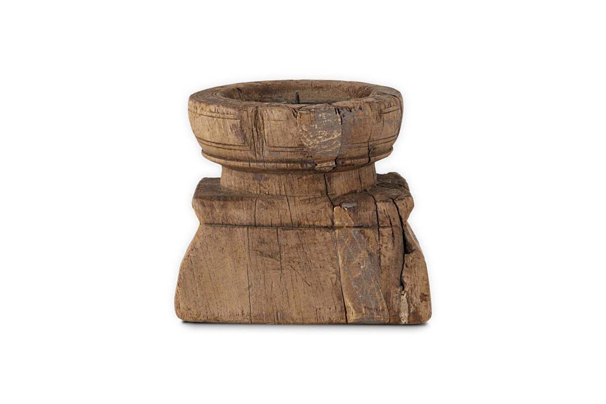 Thoko Reclaimed Square Candlestick - Dark Stain