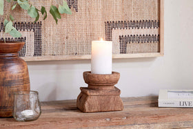 Thoko Reclaimed Square Candlestick - Dark Stain