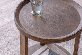 Triveni Mango Wood Side Table - Walnut Stain