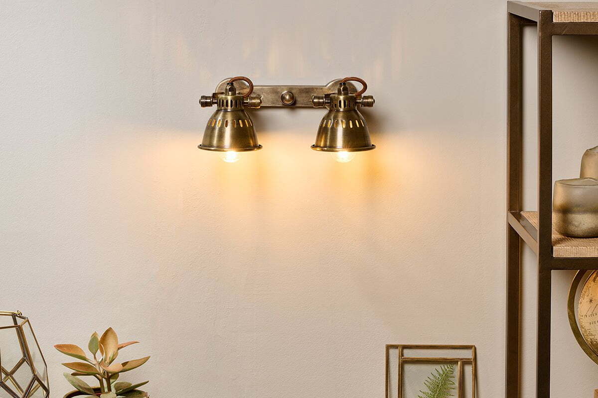 Tubu Brass Double Spot Light - Antique Brass
