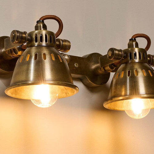 Tubu Brass Double Spot Light - Antique Brass