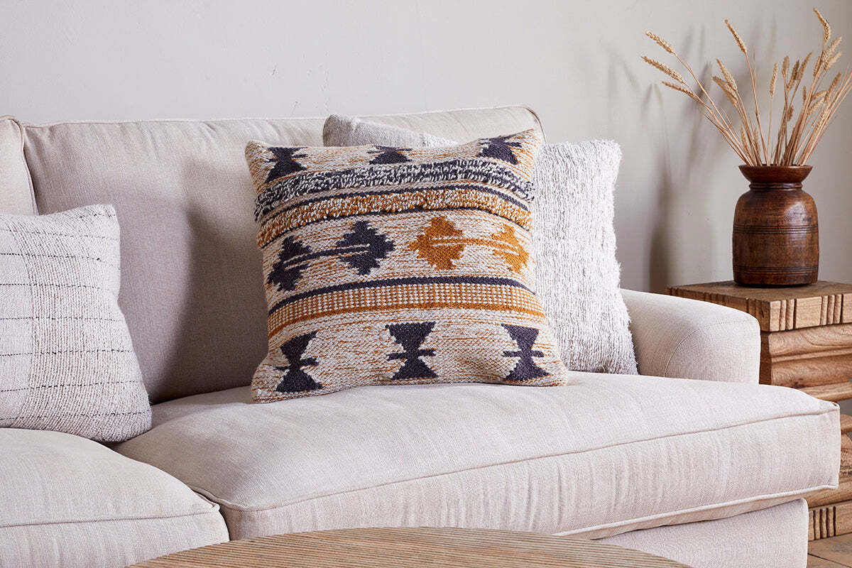Tussi Ami Cushion Cover - Mustard & Grey