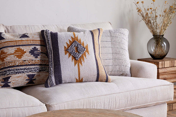 Tussi Mara Cushion Cover - Mustard & Grey