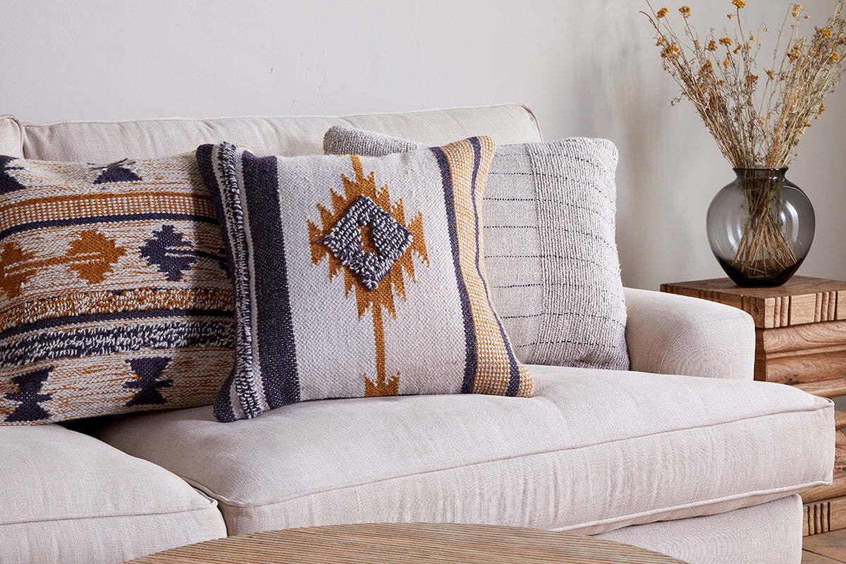 Tussi Mara Cushion Cover - Mustard & Grey