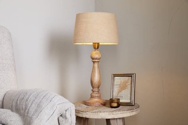 Usha Classic Wooden Table Lamp - Natural