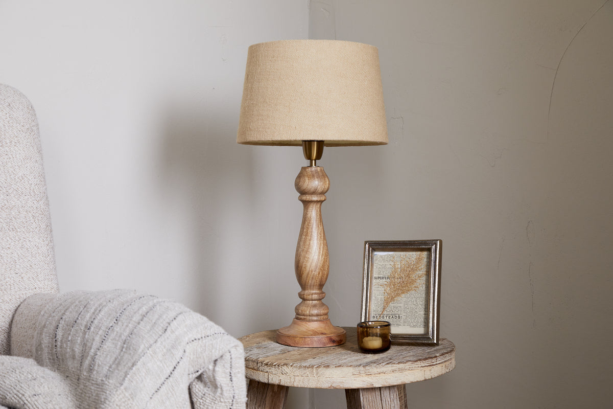 Usha Classic Wooden Table Lamp - Natural