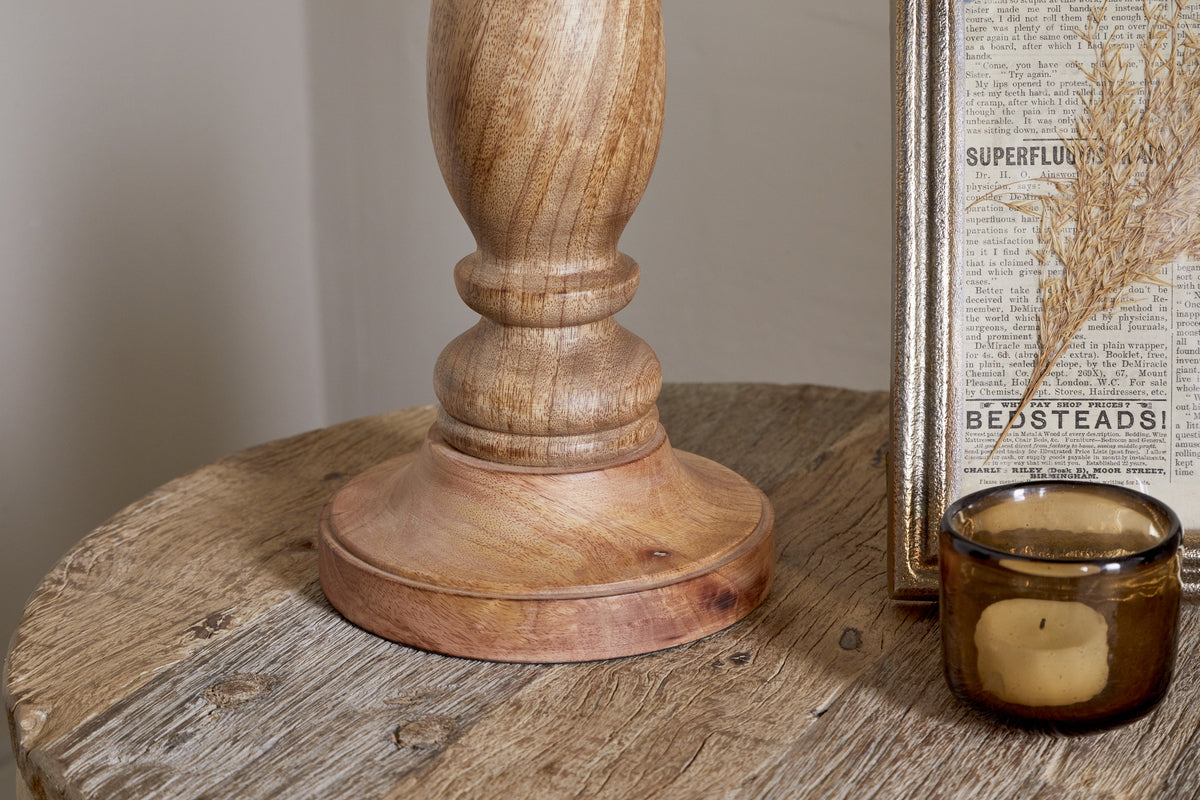 Usha Classic Wooden Table Lamp - Natural