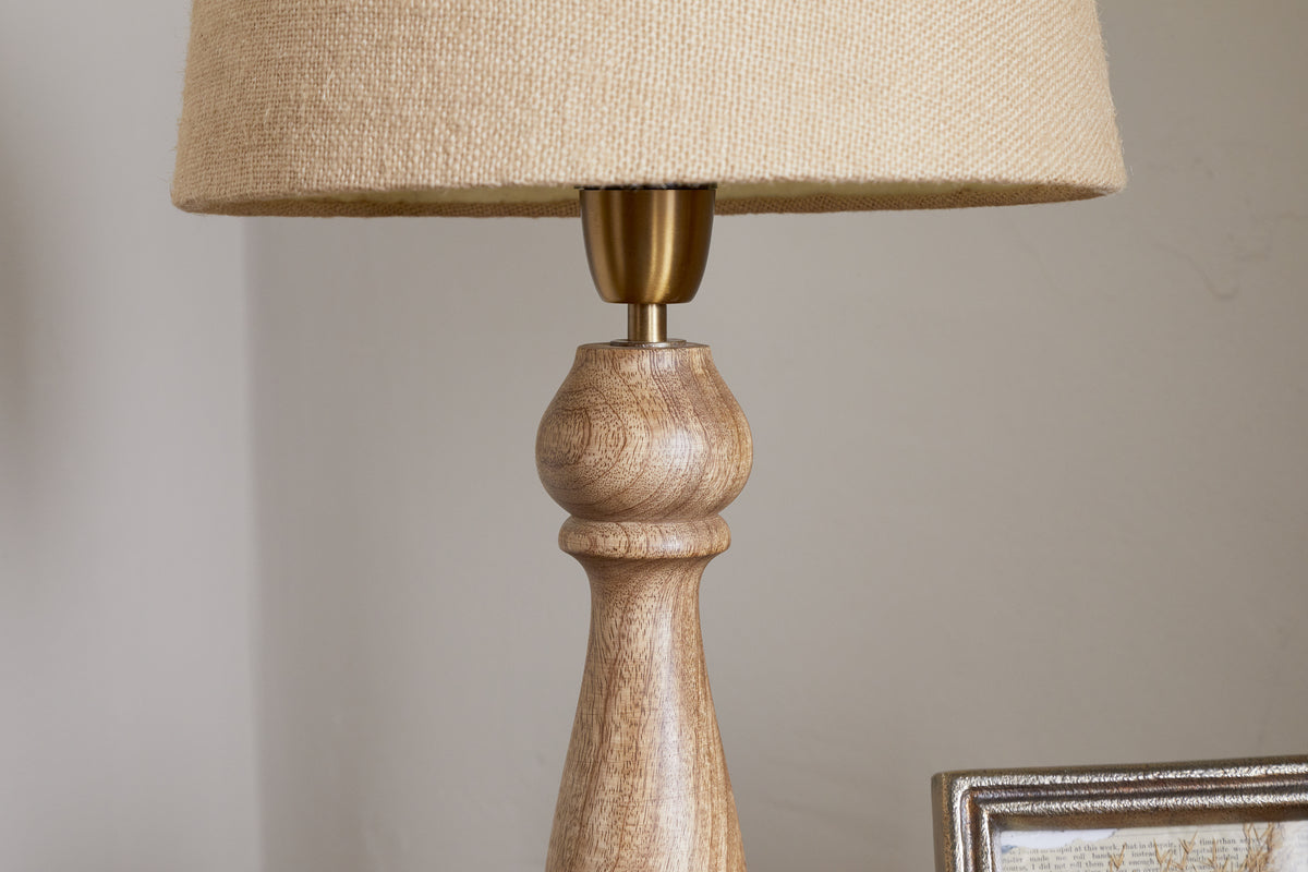 Usha Classic Wooden Table Lamp - Natural