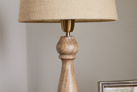 Usha Classic Wooden Table Lamp - Natural