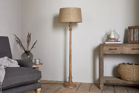 Usha Classic Wooden Floor Lamp - Natural