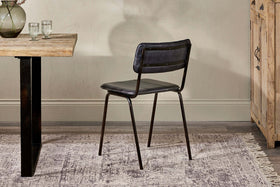 Ukari Leather Dining Chair - Aged Black