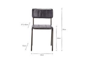 Ukari Leather Dining Chair - Aged Black