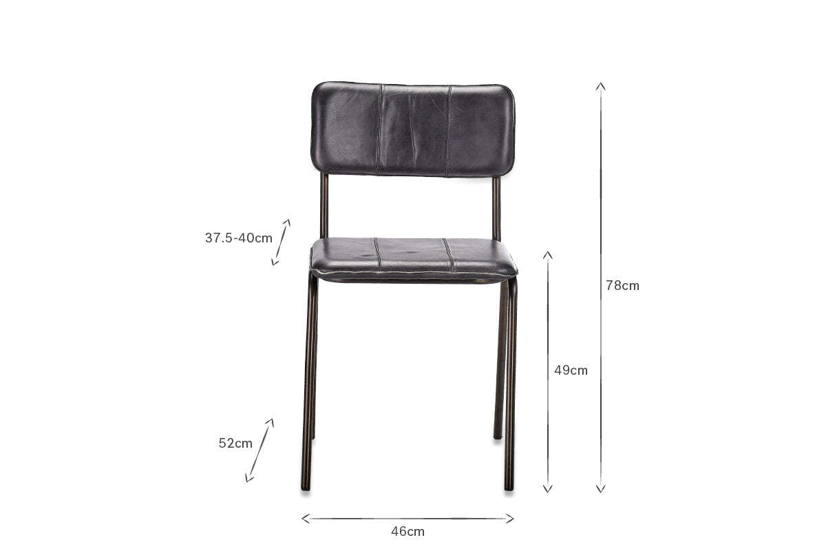Ukari Leather Dining Chair - Aged Black
