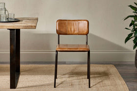 Ukari Leather Dining Chair - Aged Tan