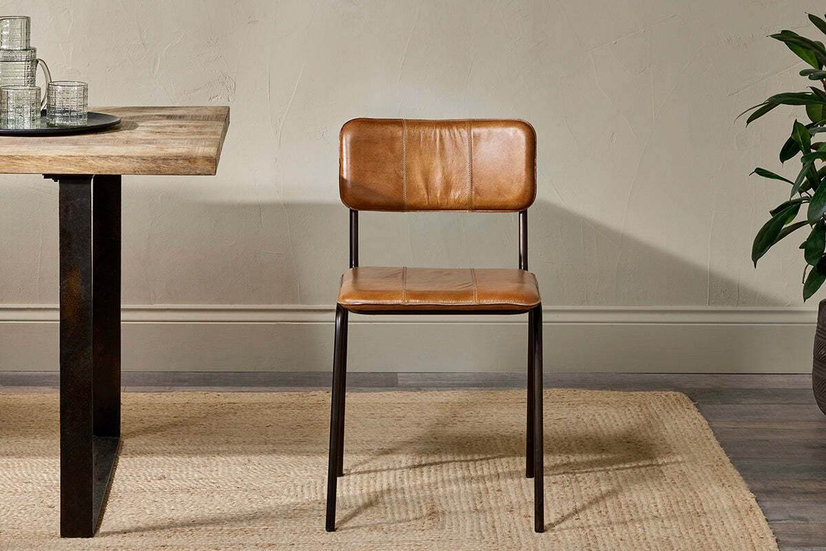 Ukari Leather Dining Chair - Aged Tan