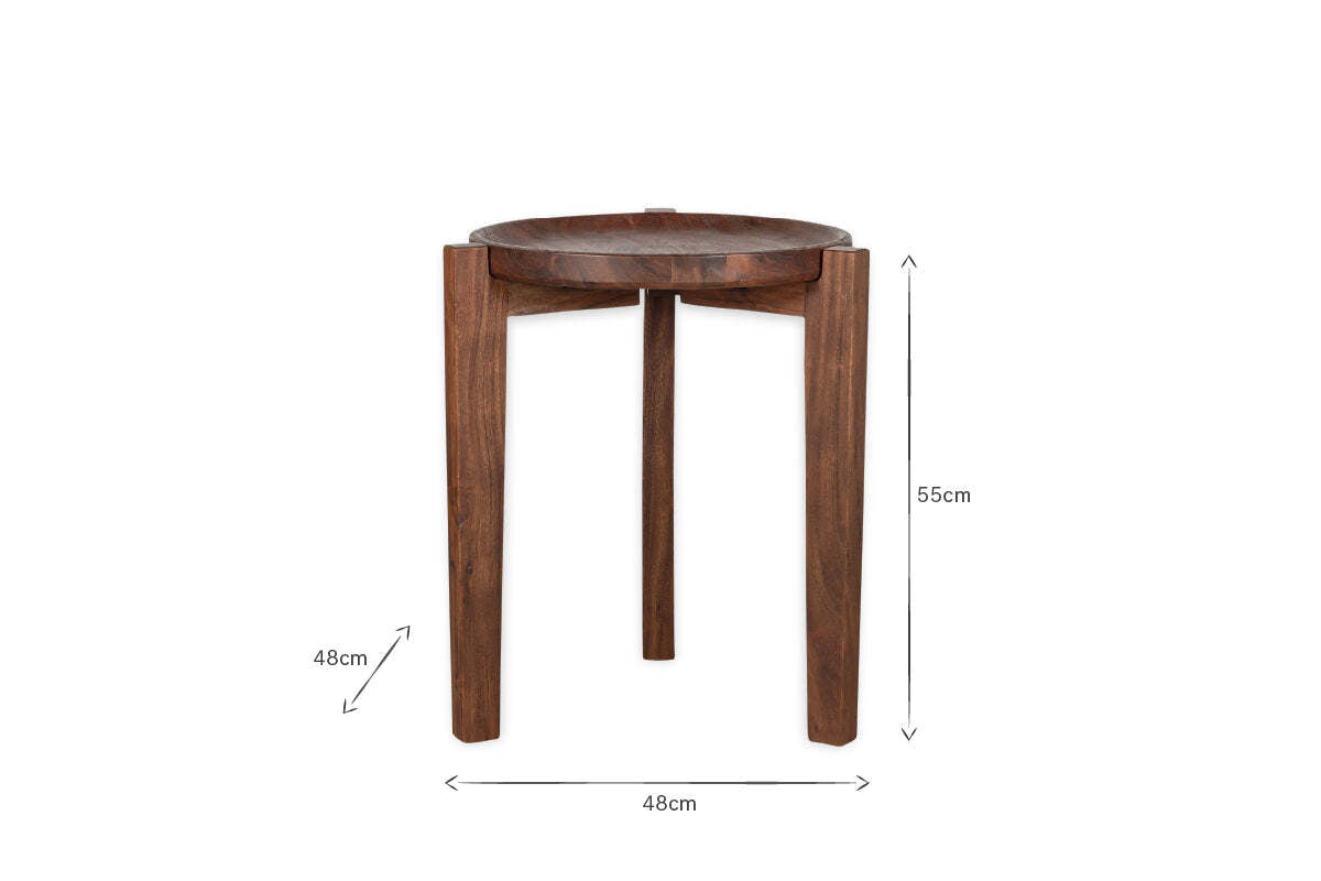 Umar Mango Wood Side Table - Dark Brown