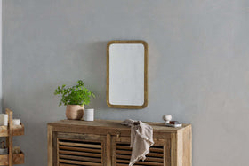 Ungura Rounded Mirror - Antique Brass - Small