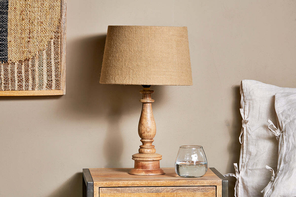 Usha Mango Wood Lamp - Natural