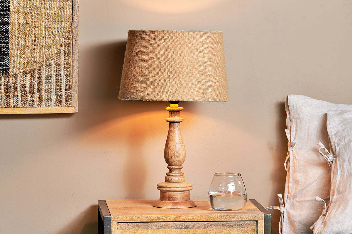 Usha Mango Wood Lamp - Natural