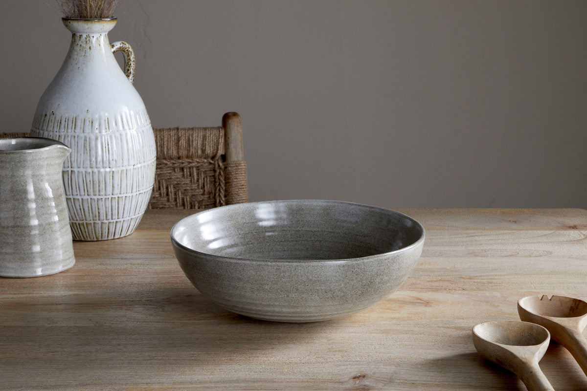 Valinha Earthenware Serving Bowl - Grey