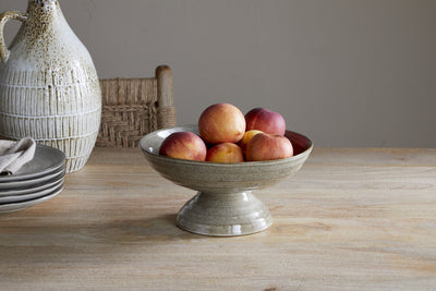 Valinha Earthenware Footed Bowl - Grey