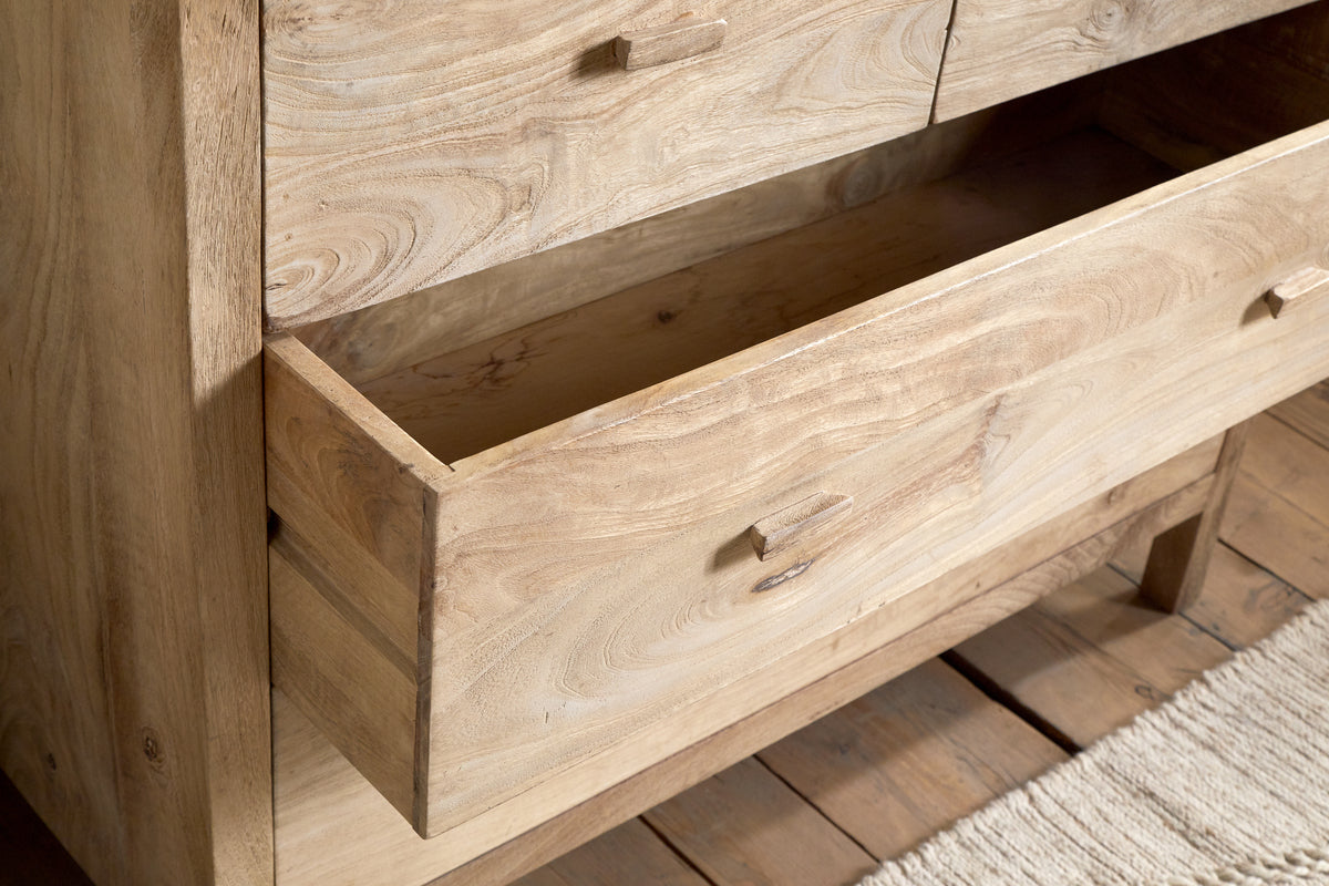 Vivan Grooved Chest of Drawers - Natural