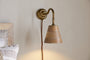 Vattu Mango Wood Plug In Wall Lamp - Natural & Antique Brass