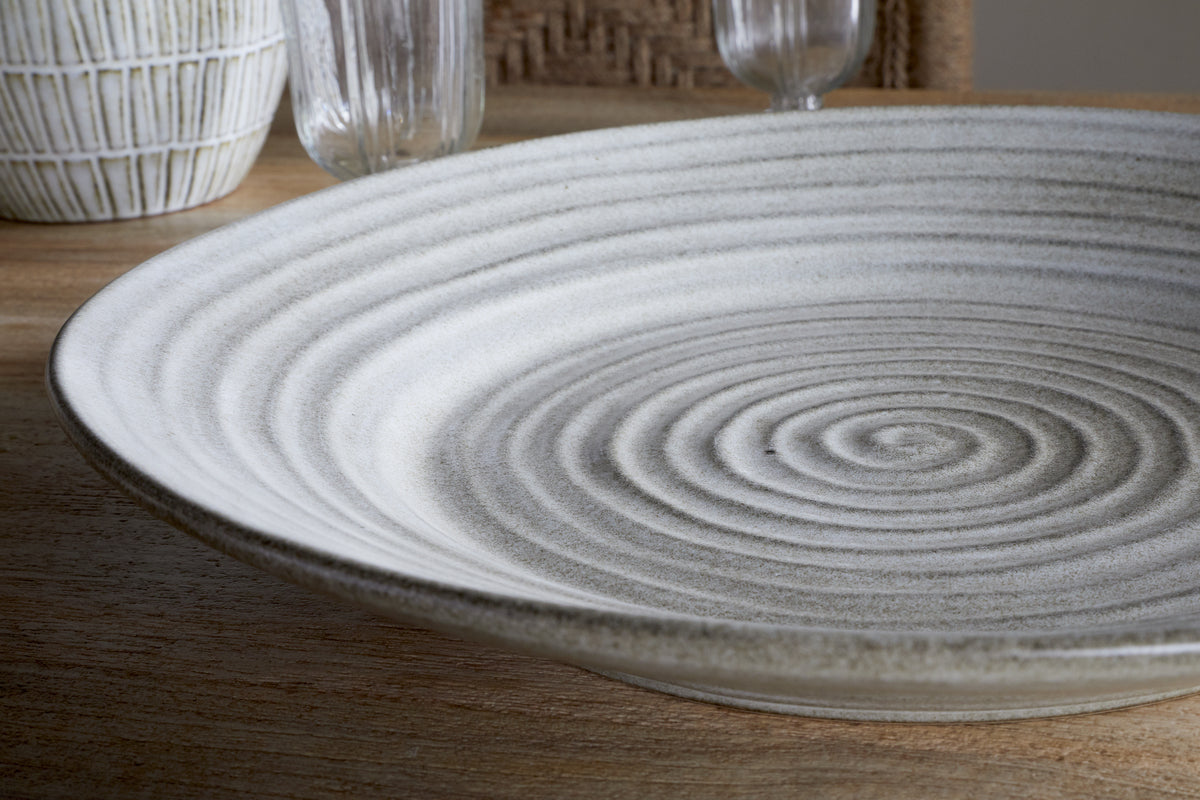 Valinha Earthenware Round Platter - Grey