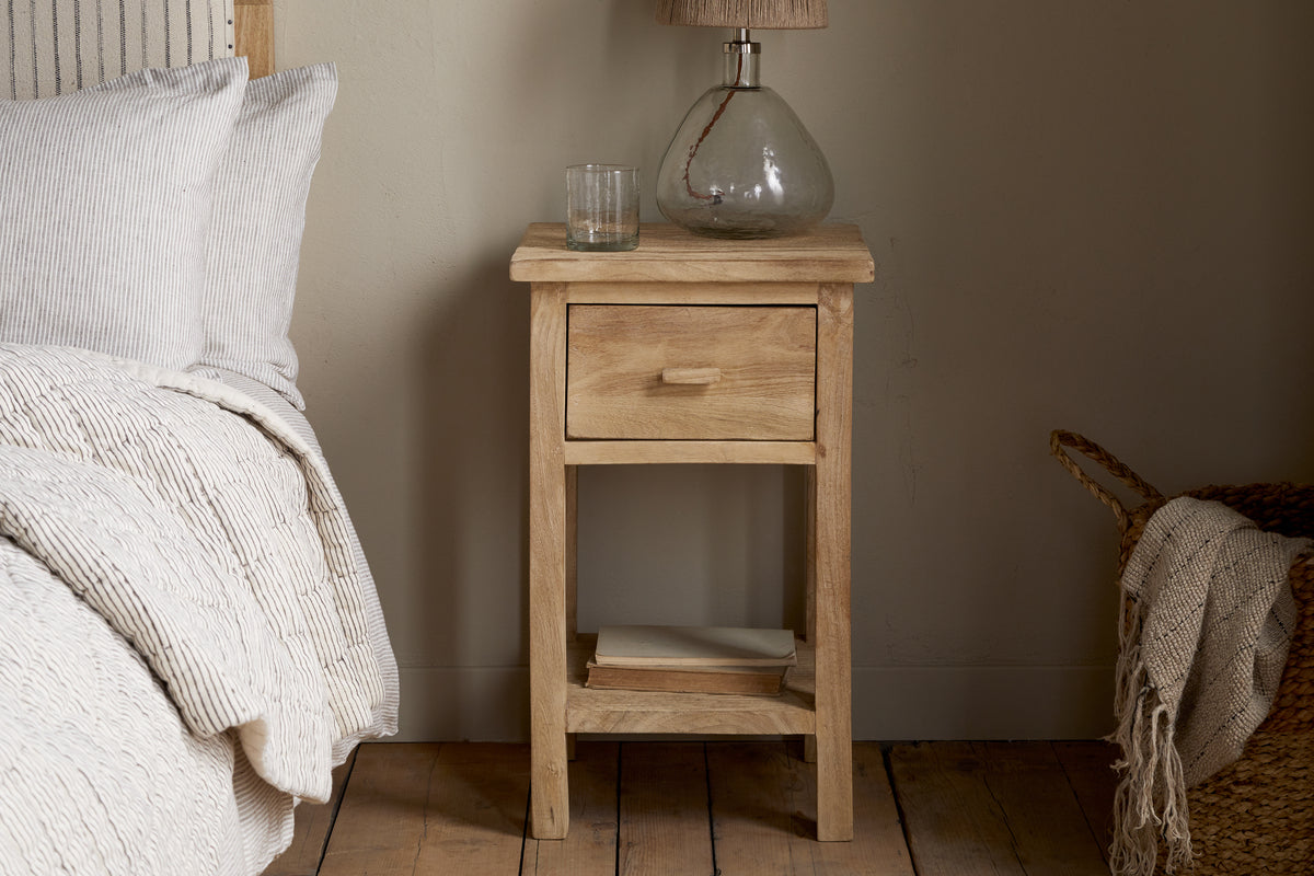 Vivan Grooved Bedside Table - Natural