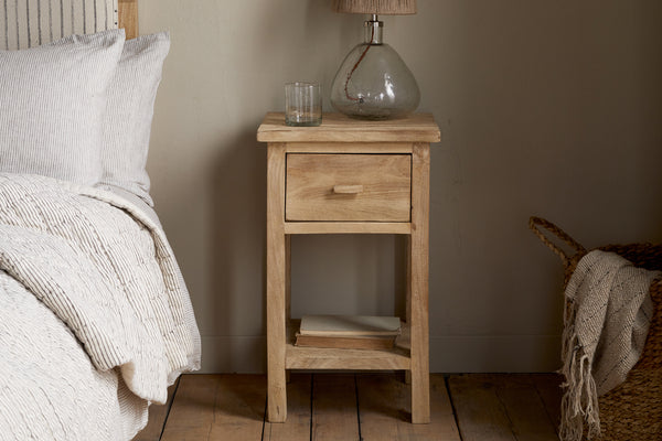 Vivan Grooved Bedside Table - Natural
