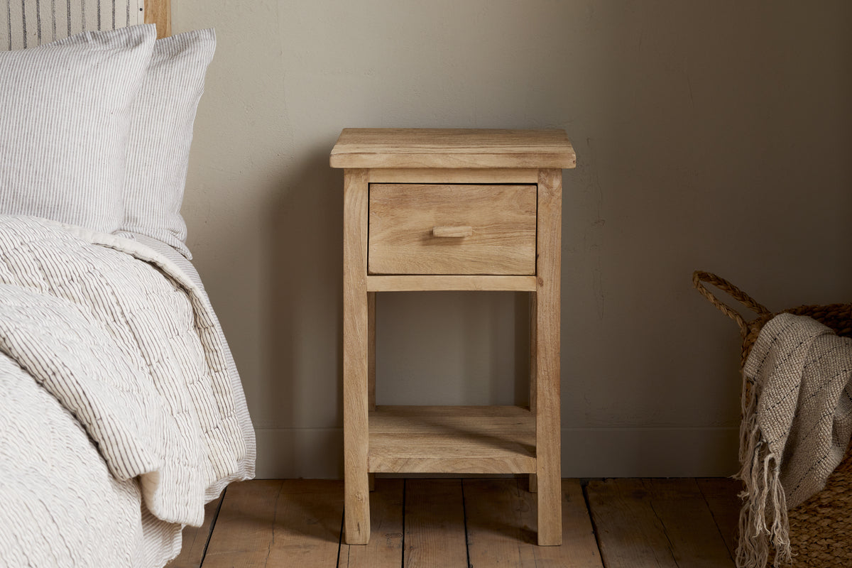 Vivan Grooved Bedside Table - Natural