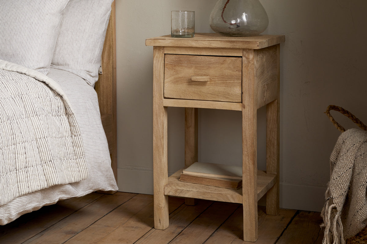 Vivan Grooved Bedside Table - Natural