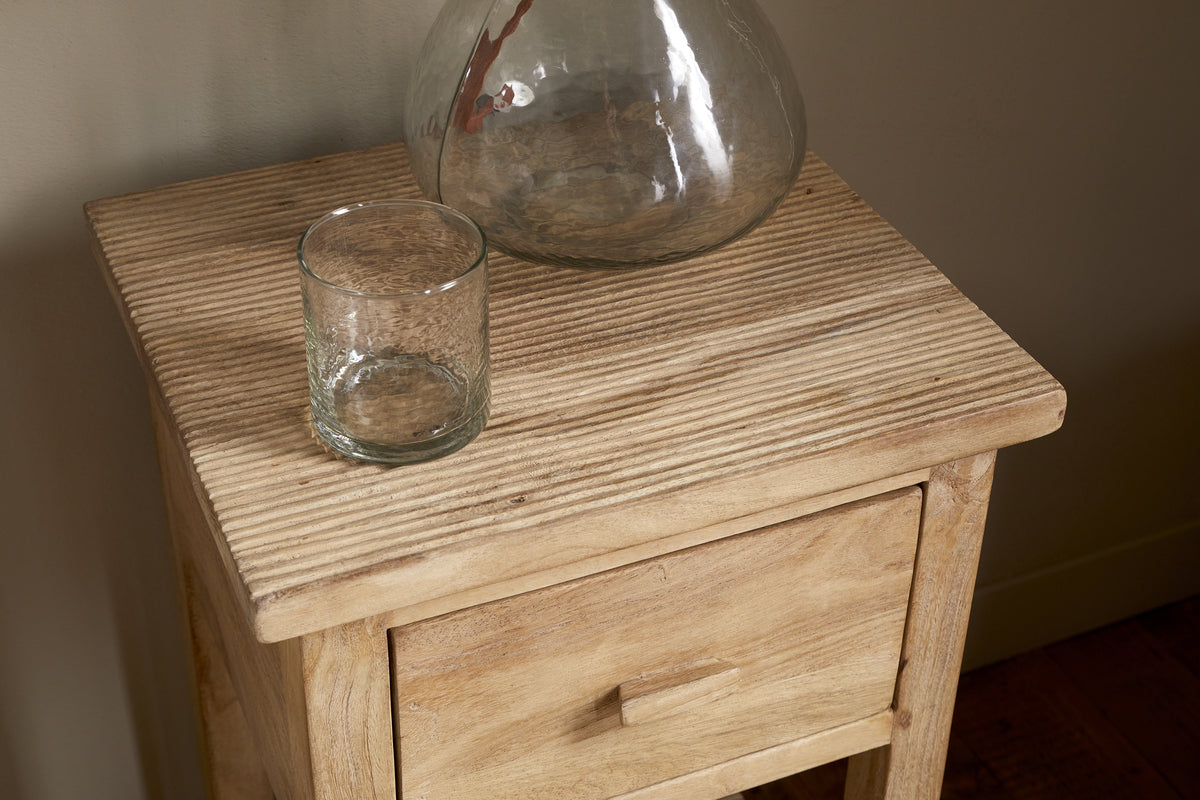 Vivan Grooved Bedside Table - Natural