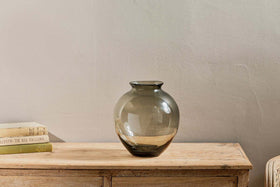 Vanita Glass Vase - Smoke - Wide