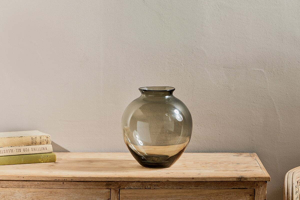 Vanita Glass Vase - Smoke - Wide
