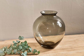 Vanita Glass Vase - Smoke - Wide