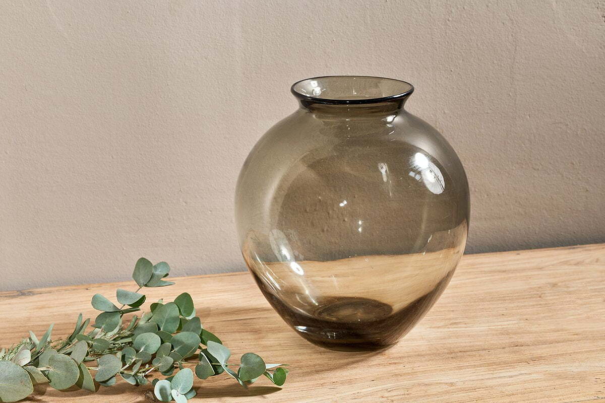 Vanita Glass Vase - Smoke - Wide
