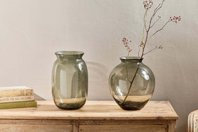 Vanita Glass Vase - Smoke - Wide