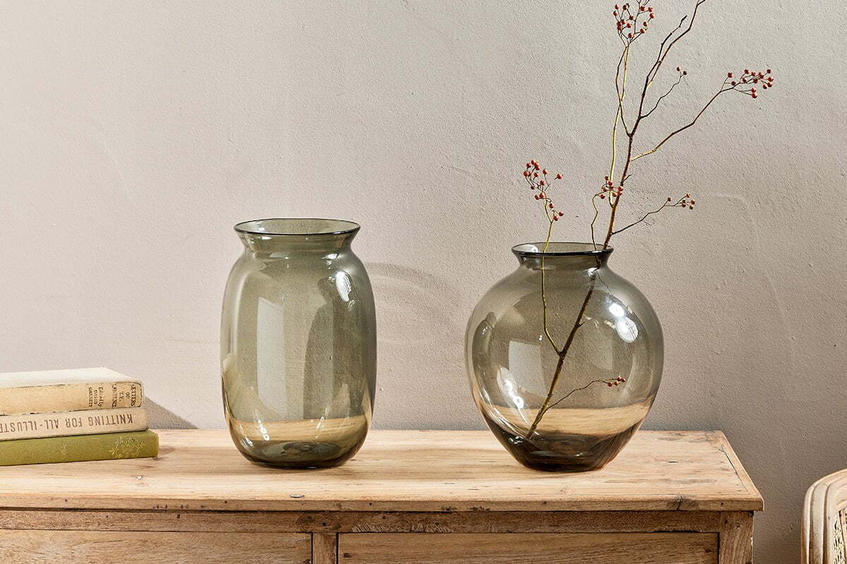 Vanita Glass Vase - Smoke - Wide